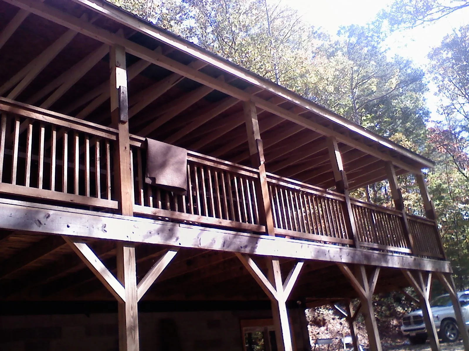 Timber framing under a new elevated porch and deck — Roof Leak Repair in Baytown by Roofing Brothers